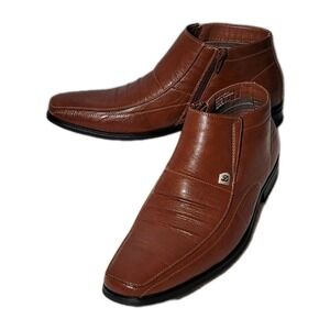 NEW Delli Aldo Marco Mens Size 9.5 Brown Leather Ankle Boots Dress Shoes